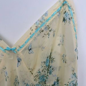 Vintage yellow butterfly mesh slip